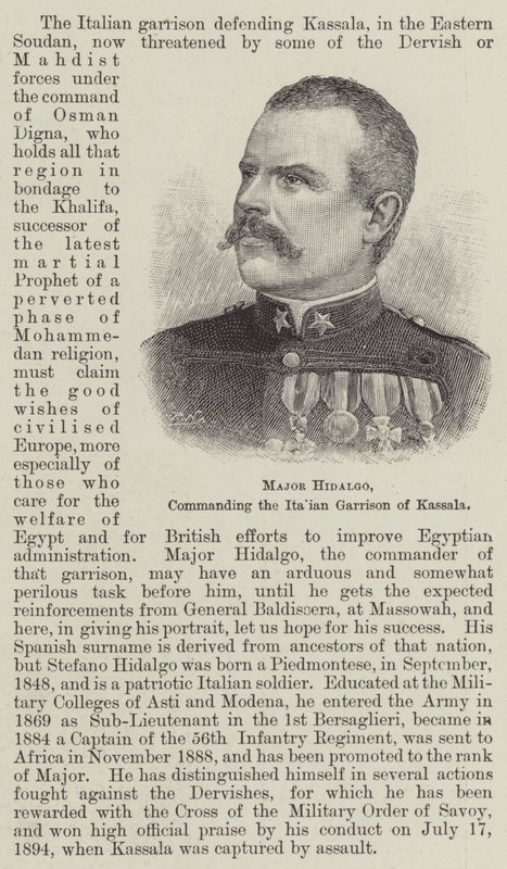 Mayor Hidalgo, comandante de la guarnición italiana de Kassala (grabado) de English School