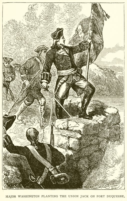 El Mayor Washington Plantando la Union Jack en el Fuerte Duquesne de English School