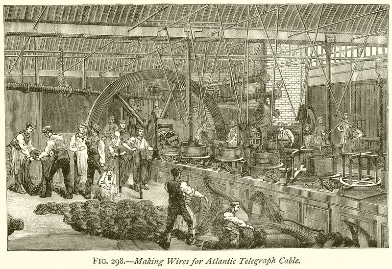 Fabricación de cables para el telégrafo atlántico de English School