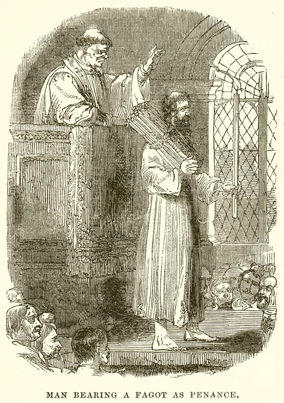 Hombre llevando un haz como penitencia de English School