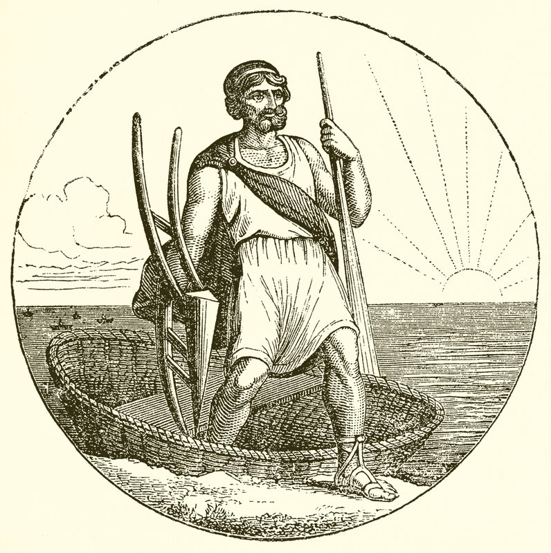 Hombre en coracle de English School