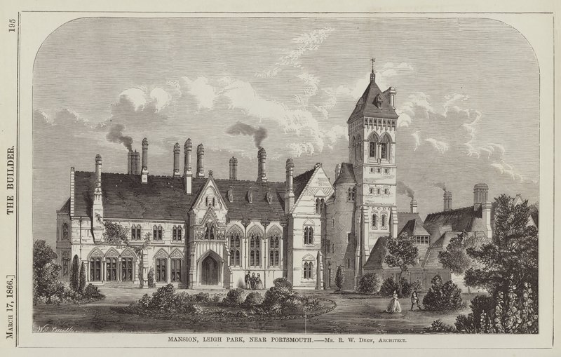 Mansión, Leigh Park, cerca de Portsmouth, Sr. R W Drew, Arquitecto de English School