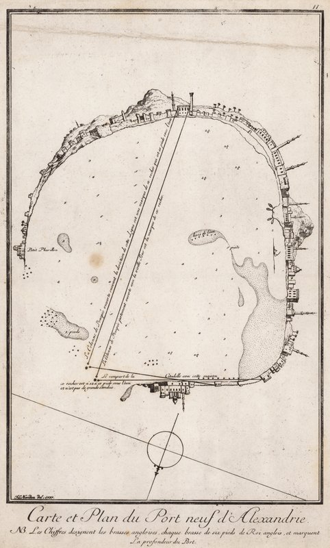 Mapa y plano del Puerto de Alejandría, Egipto de English School