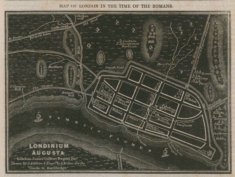 Mapa de Londres en la época de los romanos de English School