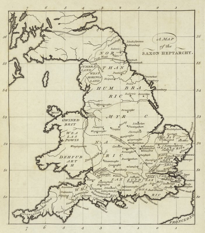Mapa de la Heptarquía sajona de English School