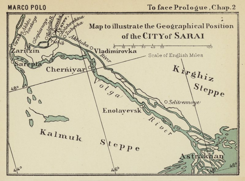 Mapa para ilustrar la posición geográfica de la ciudad de Sarai (litografía) de English School