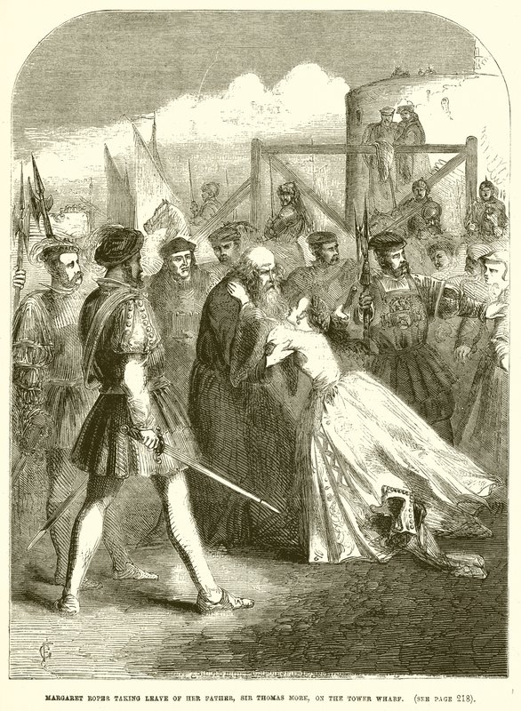 Margaret Roper despidiéndose de su padre, Sir Thomas More, en el muelle de la Torre de English School