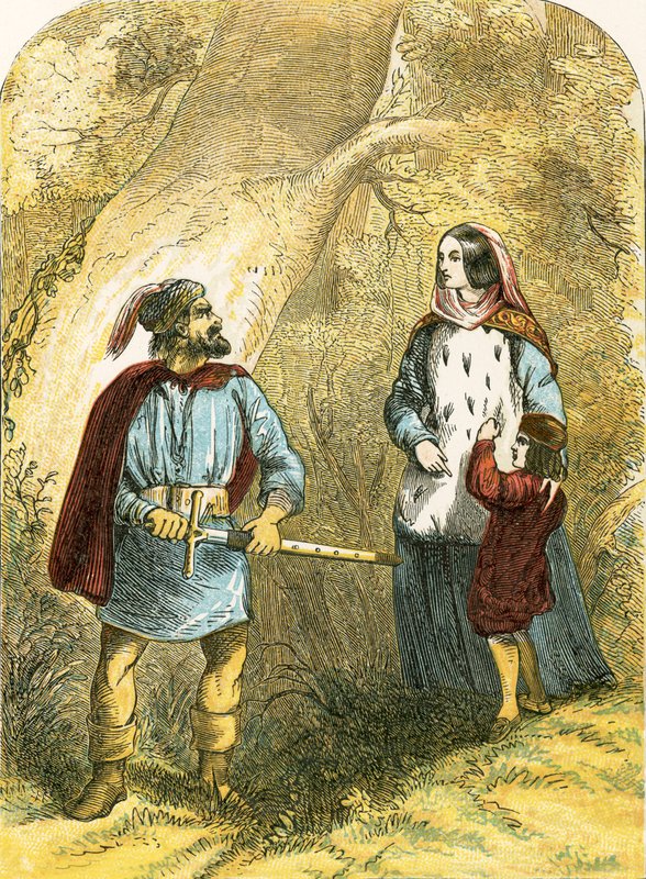 Margarita de Anjou y su hijo encontrando al ladrón en el bosque de English School