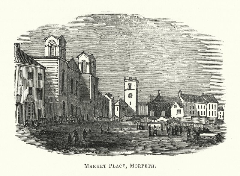 Plaza del Mercado, Morpeth (grabado) de English School