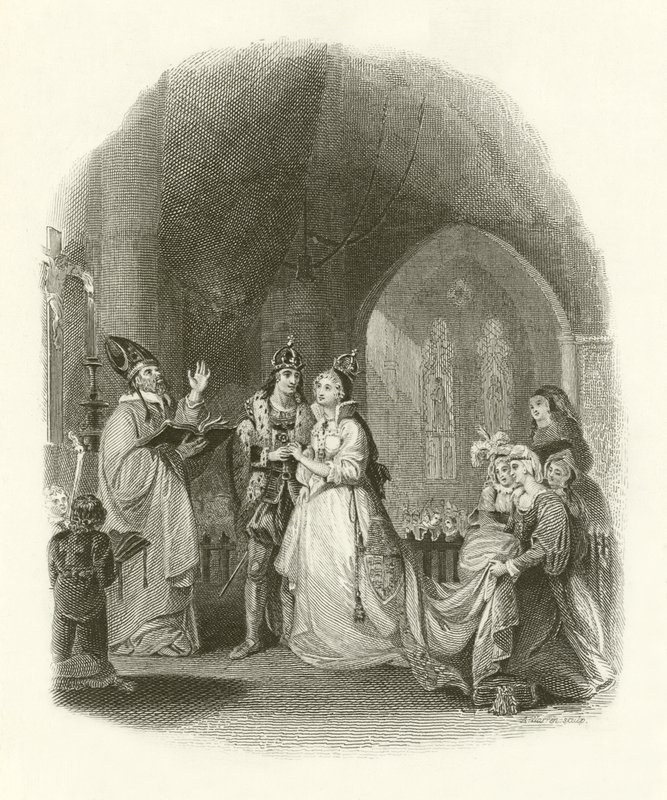Matrimonio de Enrique VII con Isabel de York de English School