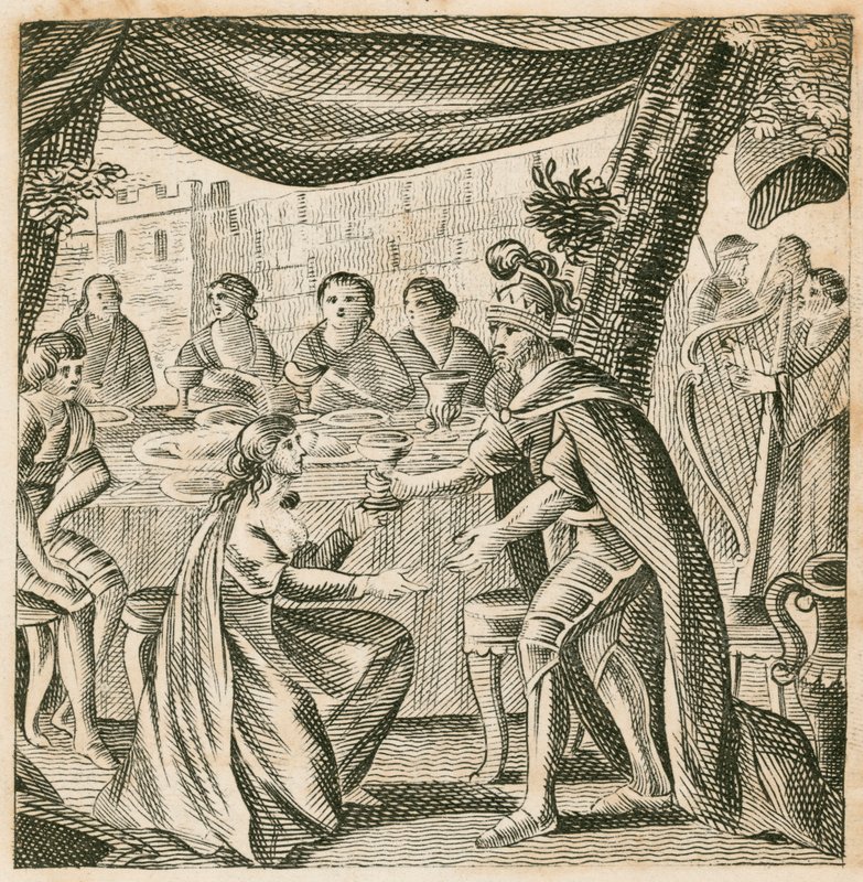 Matrimonio de Vortigern y Rowena, siglo V (grabado) de English School