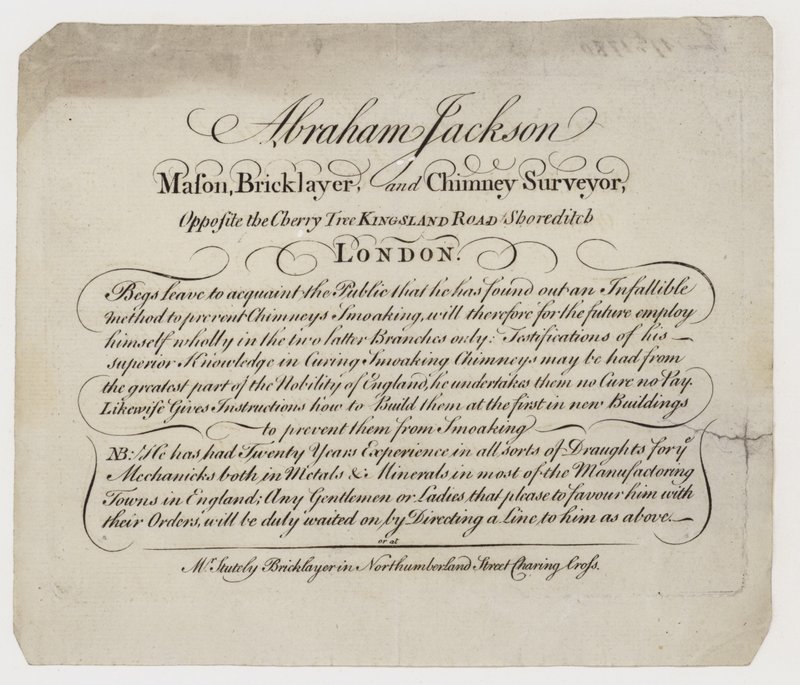Albañil, Abraham Jackson, tarjeta comercial de English School