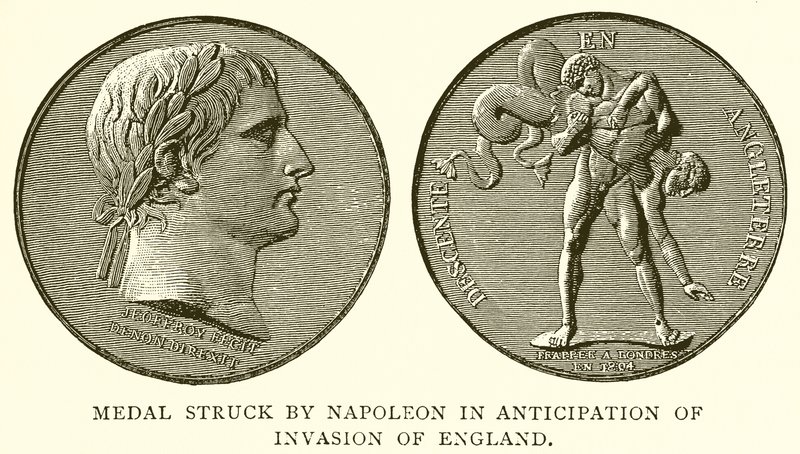 Medalla acuñada por Napoleón en anticipación de la invasión de Inglaterra de English School
