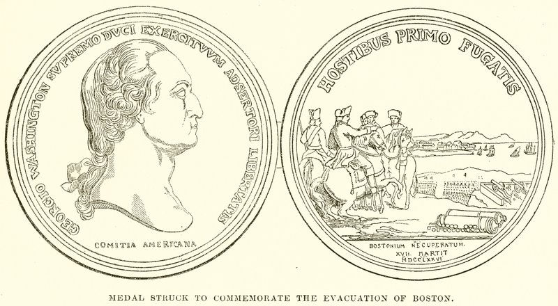 Medalla acuñada para conmemorar la evacuación de Boston de English School
