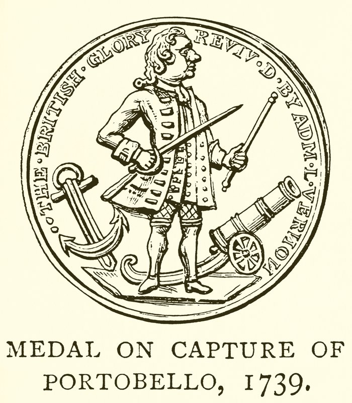 Medalla por la captura de Portobello, 1739 de English School