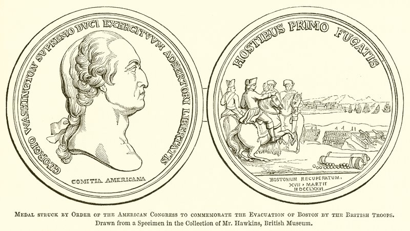 Medalla acuñada por orden del Congreso Americano para conmemorar la evacuación de Boston por las tropas británicas de English School