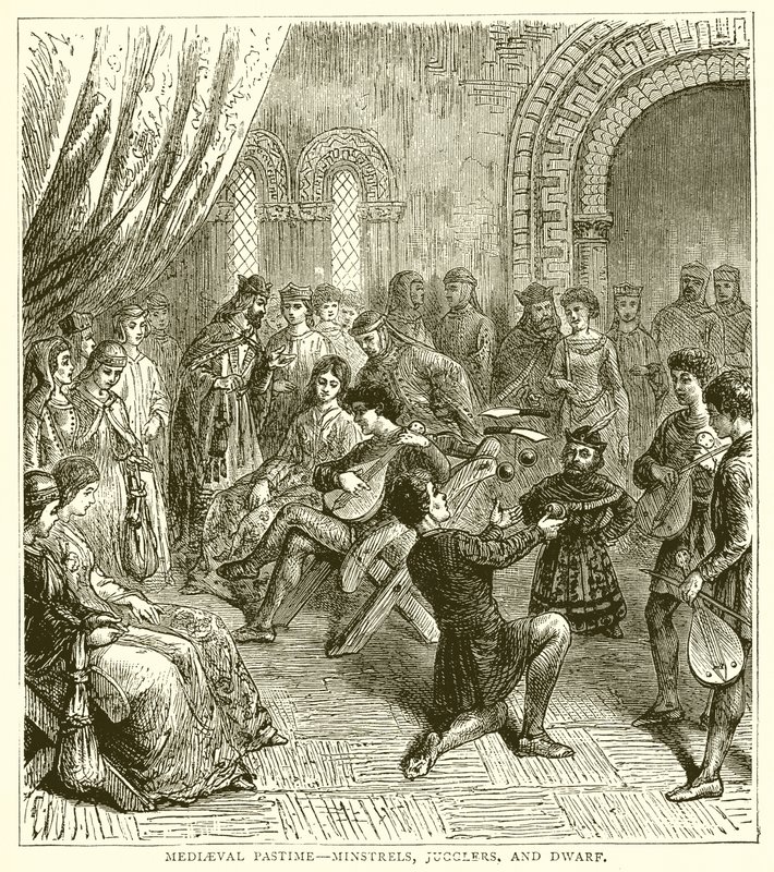 Pasatiempo medieval: juglares, malabaristas y enano de English School