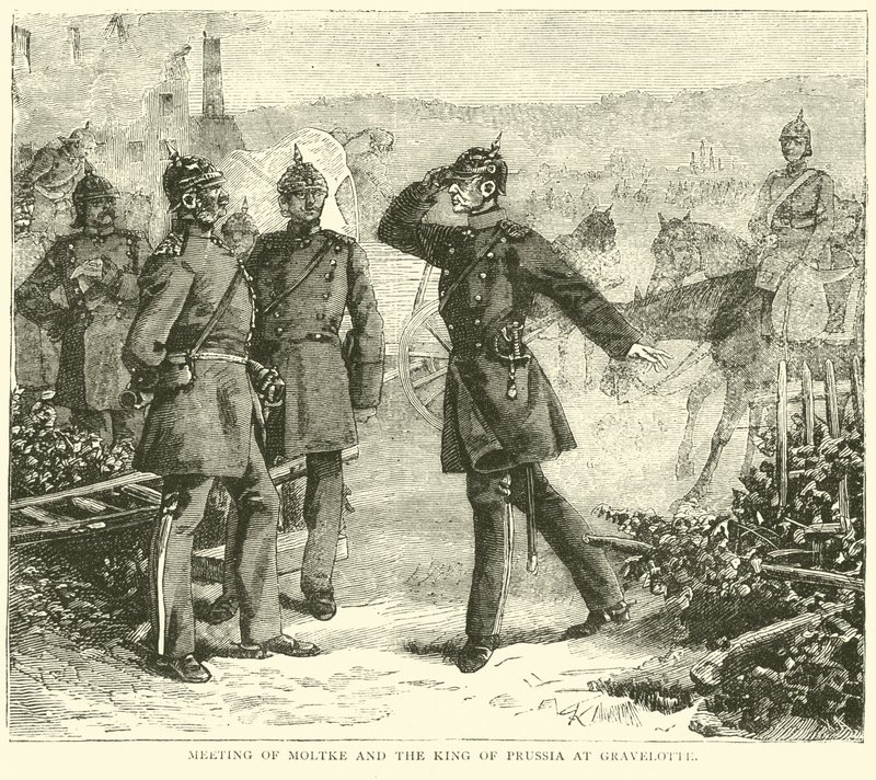 Encuentro de Moltke y el Rey de Prusia en Gravelotte, agosto 1870 de English School