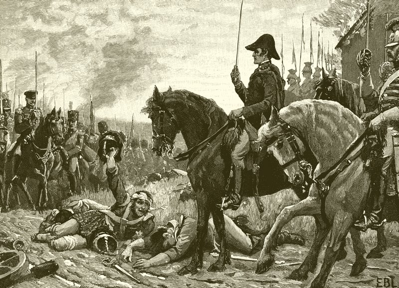 Encuentro de Wellington y Blucher después de la batalla de Waterloo de English School