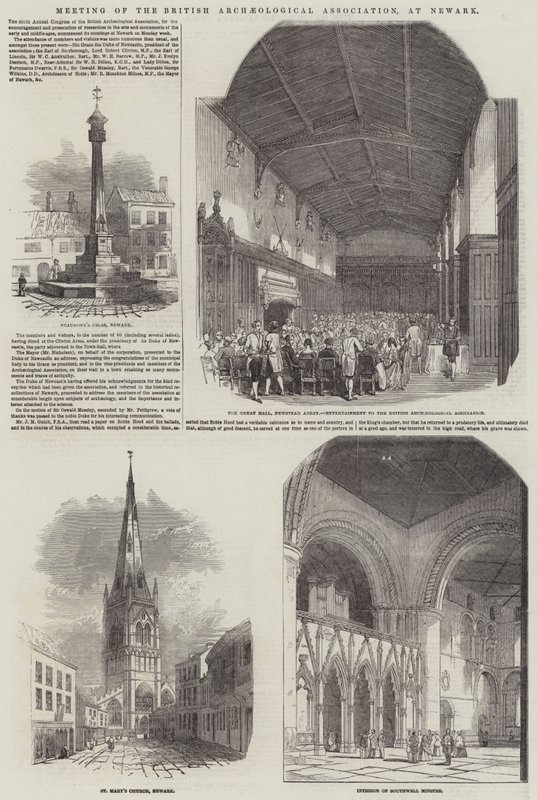 Reunión de la Asociación Arqueológica Británica en Newark (grabado) de English School