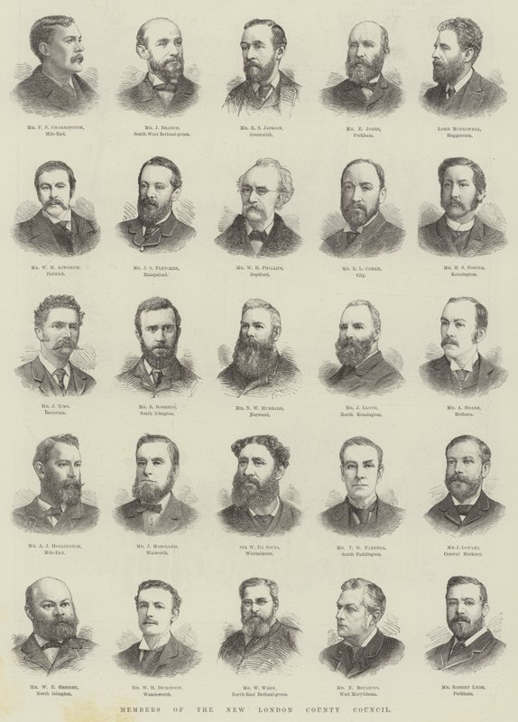 Miembros del Nuevo Consejo del Condado de Londres de English School