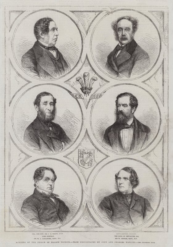Miembros del consejo del Príncipe de Gales (grabado) de English School
