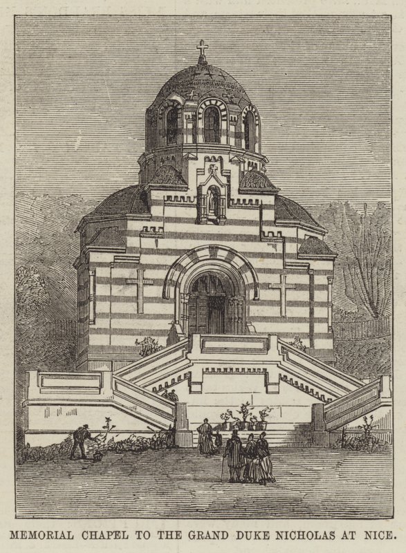 Capilla Memorial al Gran Duque Nicolás en Niza (grabado) de English School