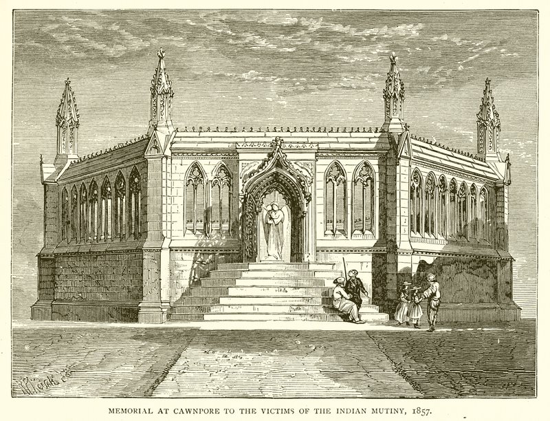 Memorial en Cawnpore a las víctimas del motín indio, 1857 de English School