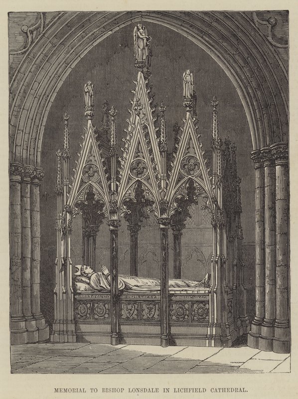 Monumento al Obispo Lonsdale en la Catedral de Lichfield (grabado) de English School