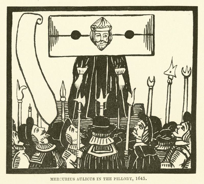 Mercurius Aulicus en la picota, 1645 de English School
