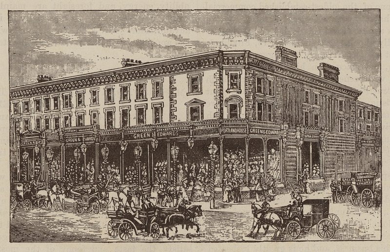 Messrs Green and Edwards, Drapers, Outfitters, etc, 2, 4, 6, 8 y 14, Circus Road, St John