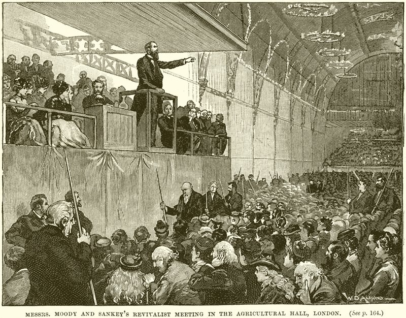 Reunión revivalista de los Sres. Moody y Sankey en el Agricultural Hall, Londres de English School