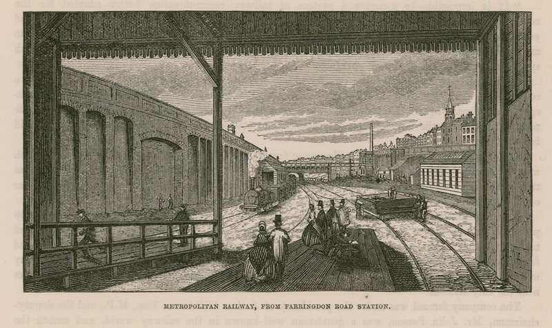 Ferrocarril Metropolitano desde la estación de Farringdon Road de English School