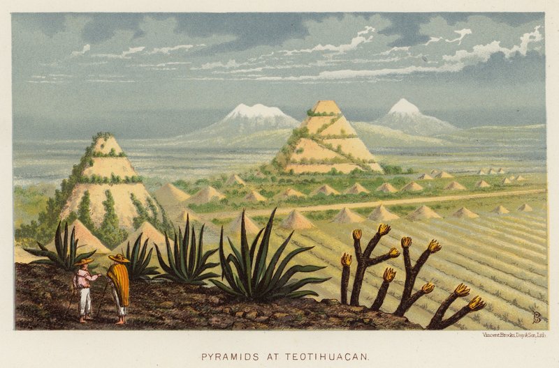 México: Pirámides de Teotihuacan (litografia en color) de English School
