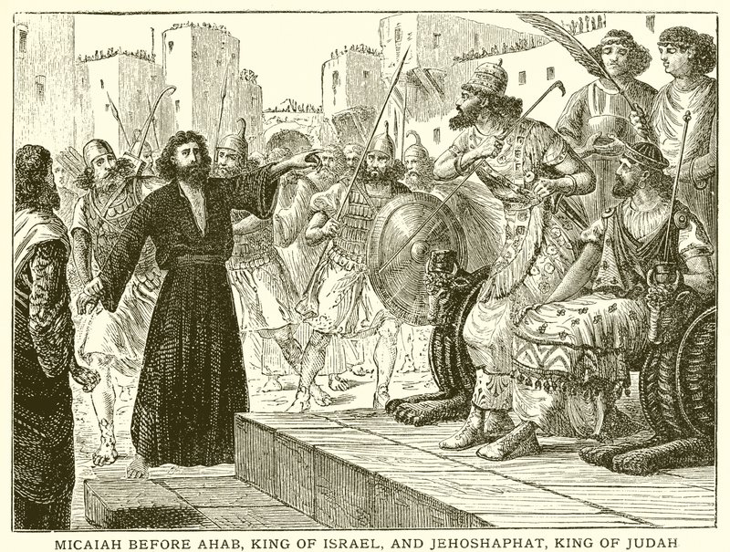 Micaías ante Acab, rey de Israel, y Josafat, rey de Judá de English School