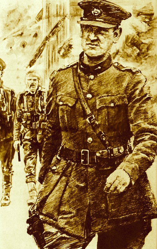 Michael Collins, líder de los rebeldes en el Levantamiento de Pascua en Irlanda, 1916 de English School