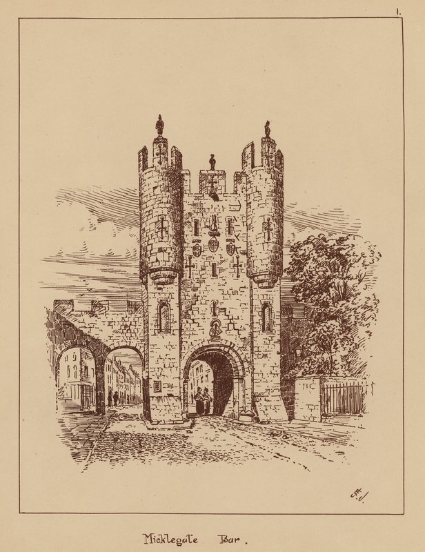 Micklegate Bar (litografía) de English School
