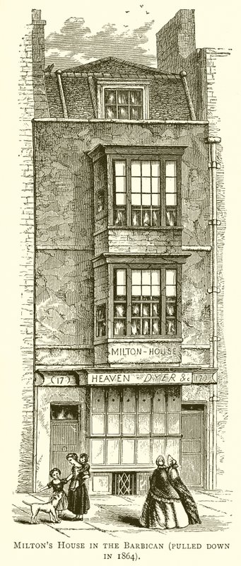 La casa de Milton en el Barbican (derribada en 1864) de English School