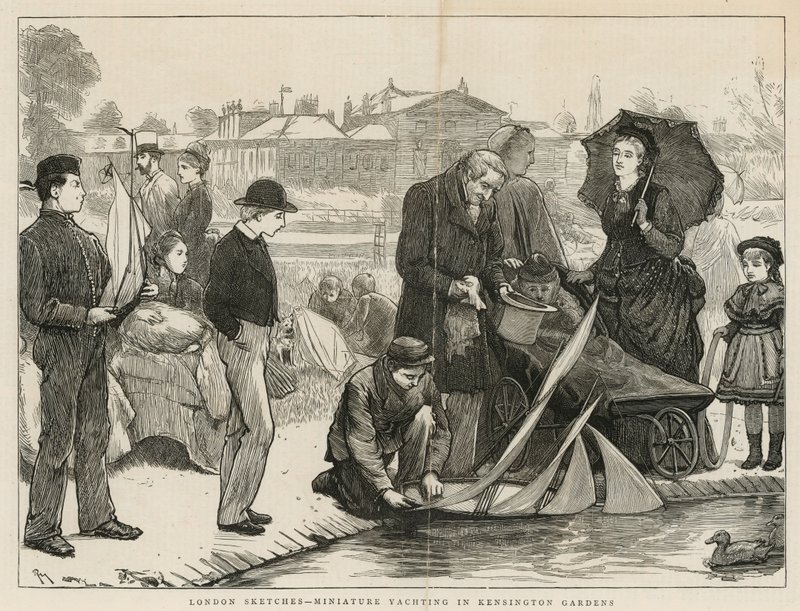Miniatura de yates en Kensington Gardens, Londres de English School