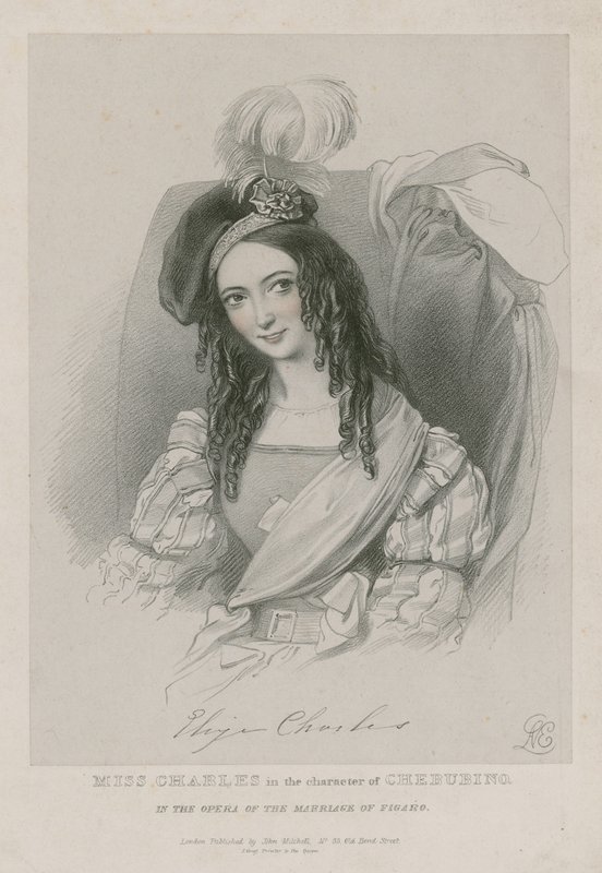 Miss Charles en el personaje de Cherubino en la ópera Las bodas de Fígaro de English School