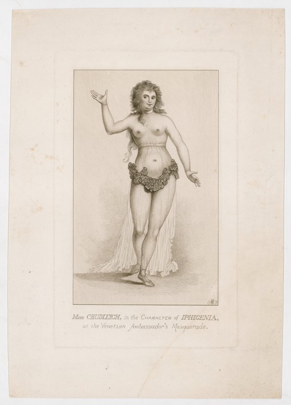 Miss Chudleigh, en el personaje de Ifigenia, en el Baile de Máscaras del Embajador Veneciano de English School