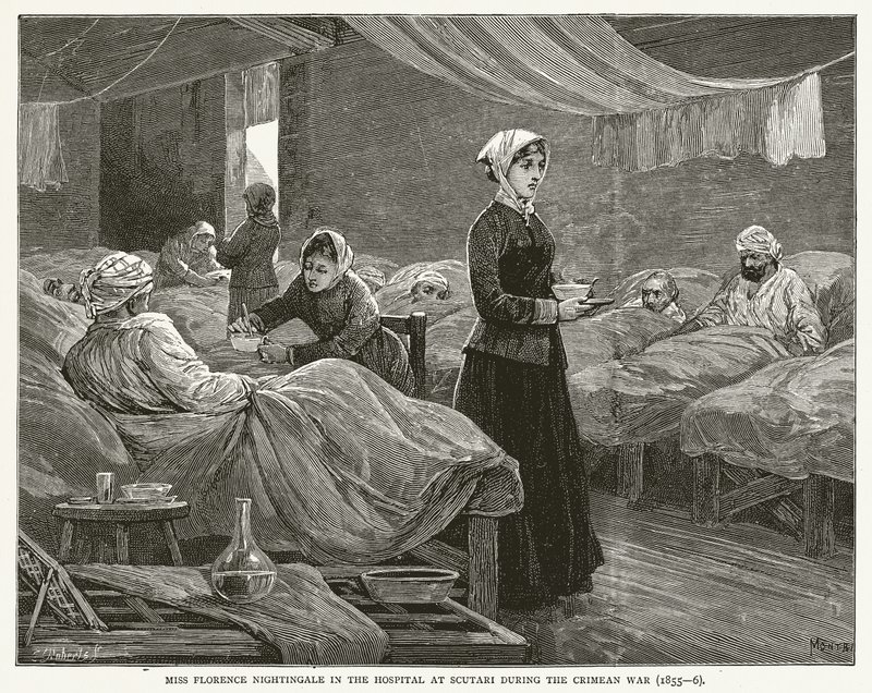 La señorita Florence Nightingale en el hospital de Scutari durante la guerra de Crimea (1855-6) de English School
