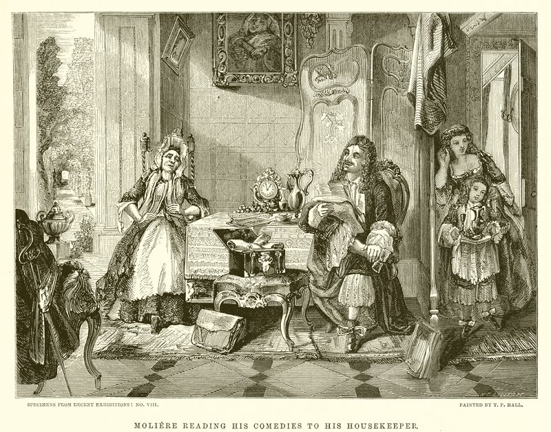 Molière leyendo sus comedias a su ama de llaves de English School