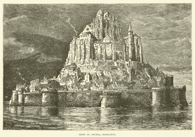 Monte Saint Michel, Normandía (grabado) de English School