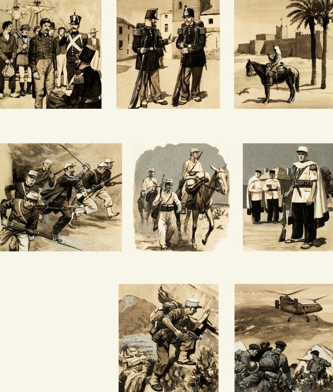 Montaje de imágenes relacionadas con la legión extranjera de English School
