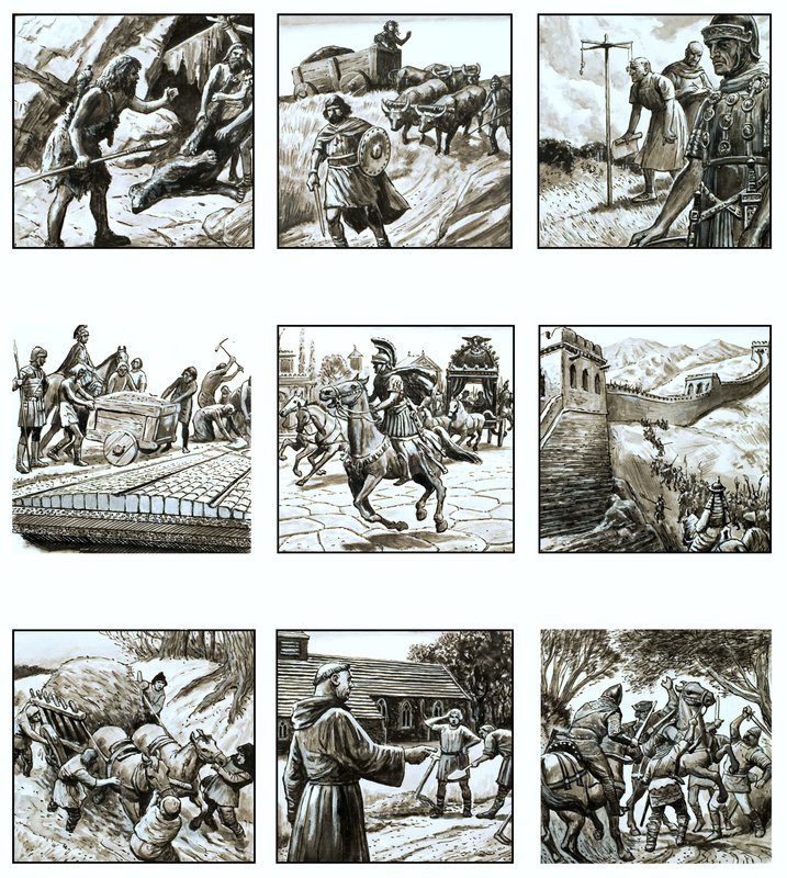 Montaje de imágenes sobre la historia de las carreteras de English School