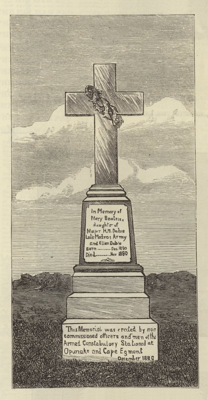 Monumento en Upunka, Nueva Zelanda (grabado) de English School