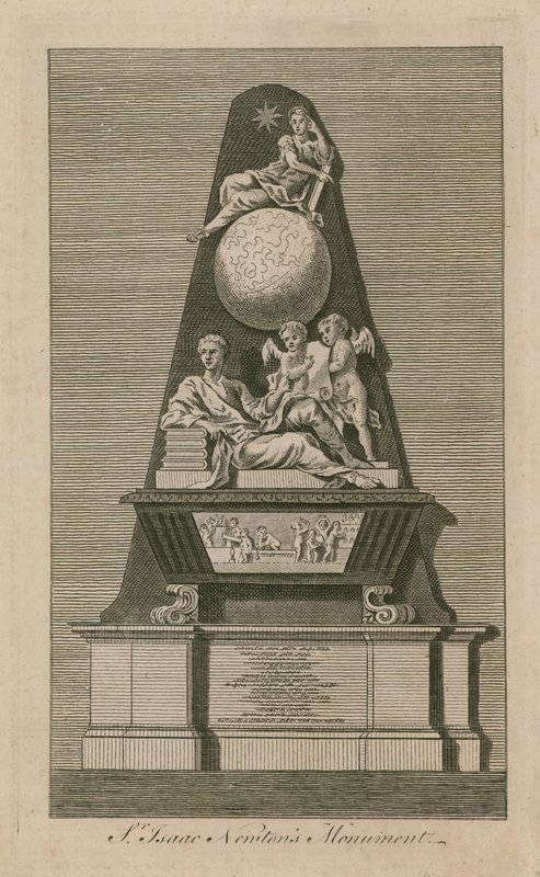 Monumento de Sir Isaac Newton en la Abadía de Westminster de English School