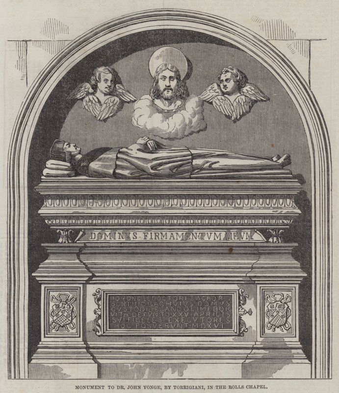 Monumento al Dr. John Yonge, por Torrigiani, en la Capilla de los Rolls de English School