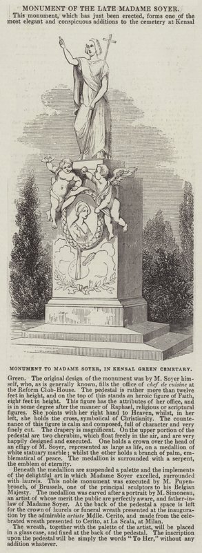 Monumento a Madame Soyer, en el Cementerio de Kensal Green de English School